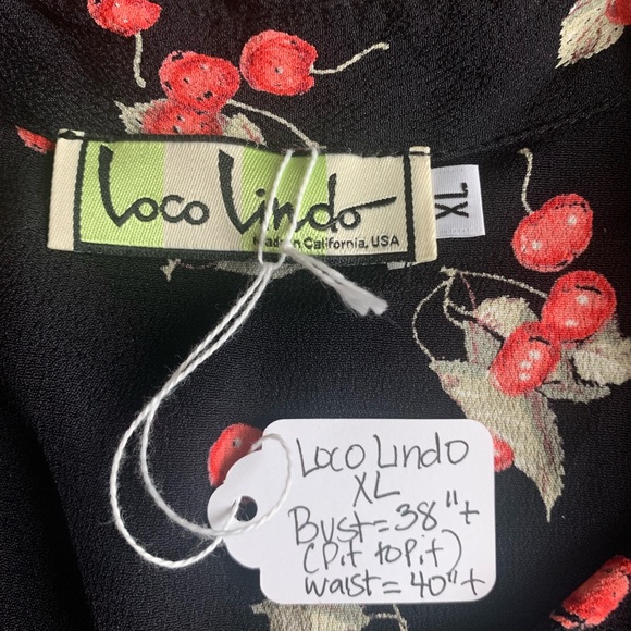 Cherries and polka dots button down blouse by Loco Lindo. - Picture 2 of 5